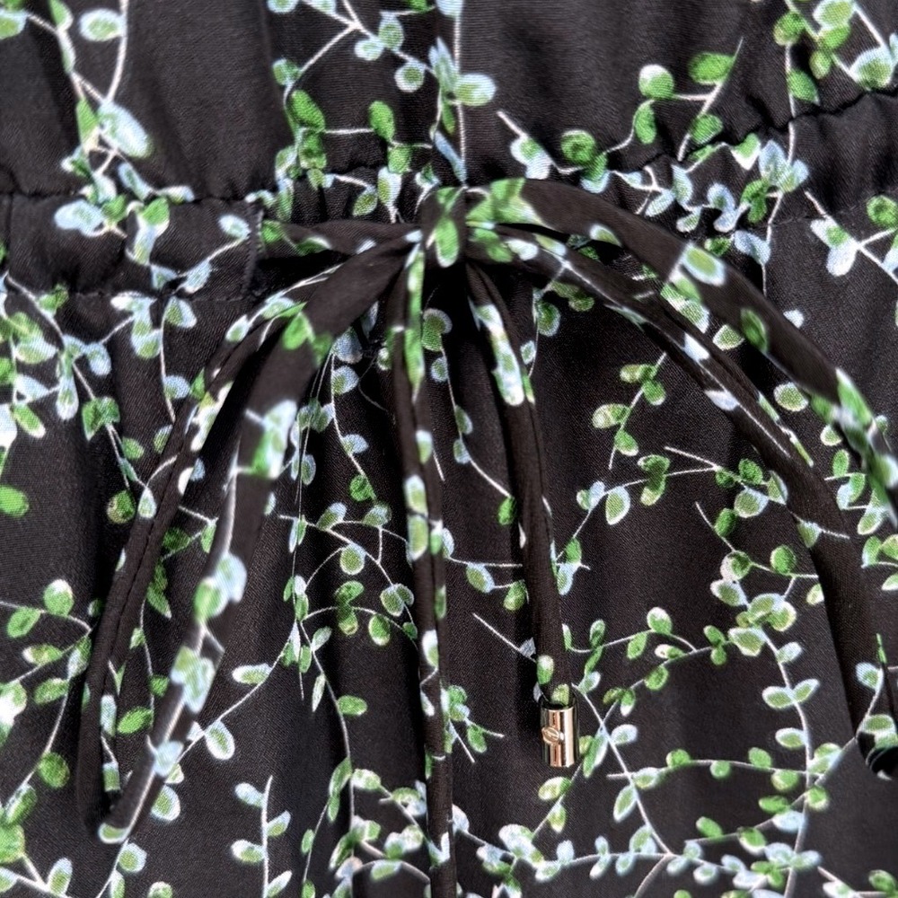 Lauren Ralph Lauren Womens Long Sleeve Floral Drawstring Waist Dress Navy Sz 10 - Picture 6 of 13